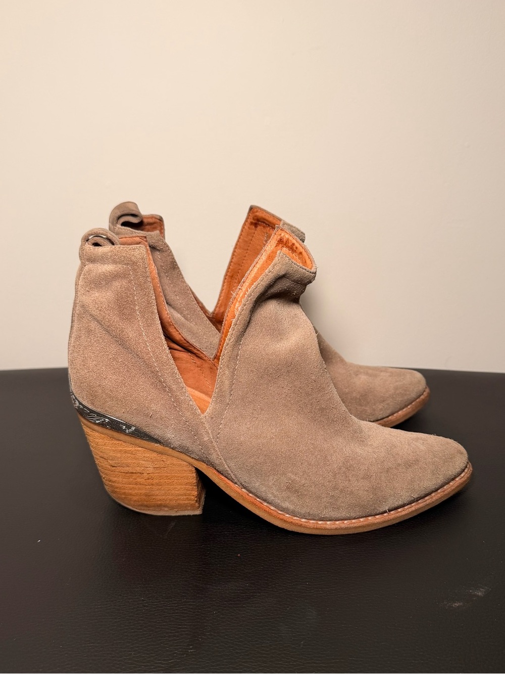 Jeffrey Campbell ‘Cromwell’ Western Suede Cutout Ankle Boots in Taupe